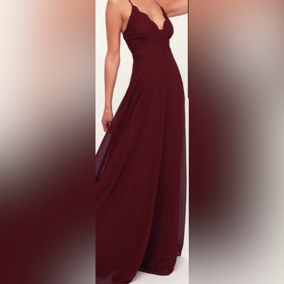Burgundy maroon lace maxi dress from Lulu's M - Picture 3 of 7